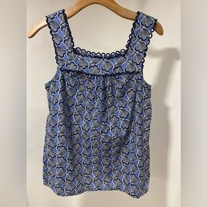 Adorable Boden sleeveless blue seashell print cotton top 8